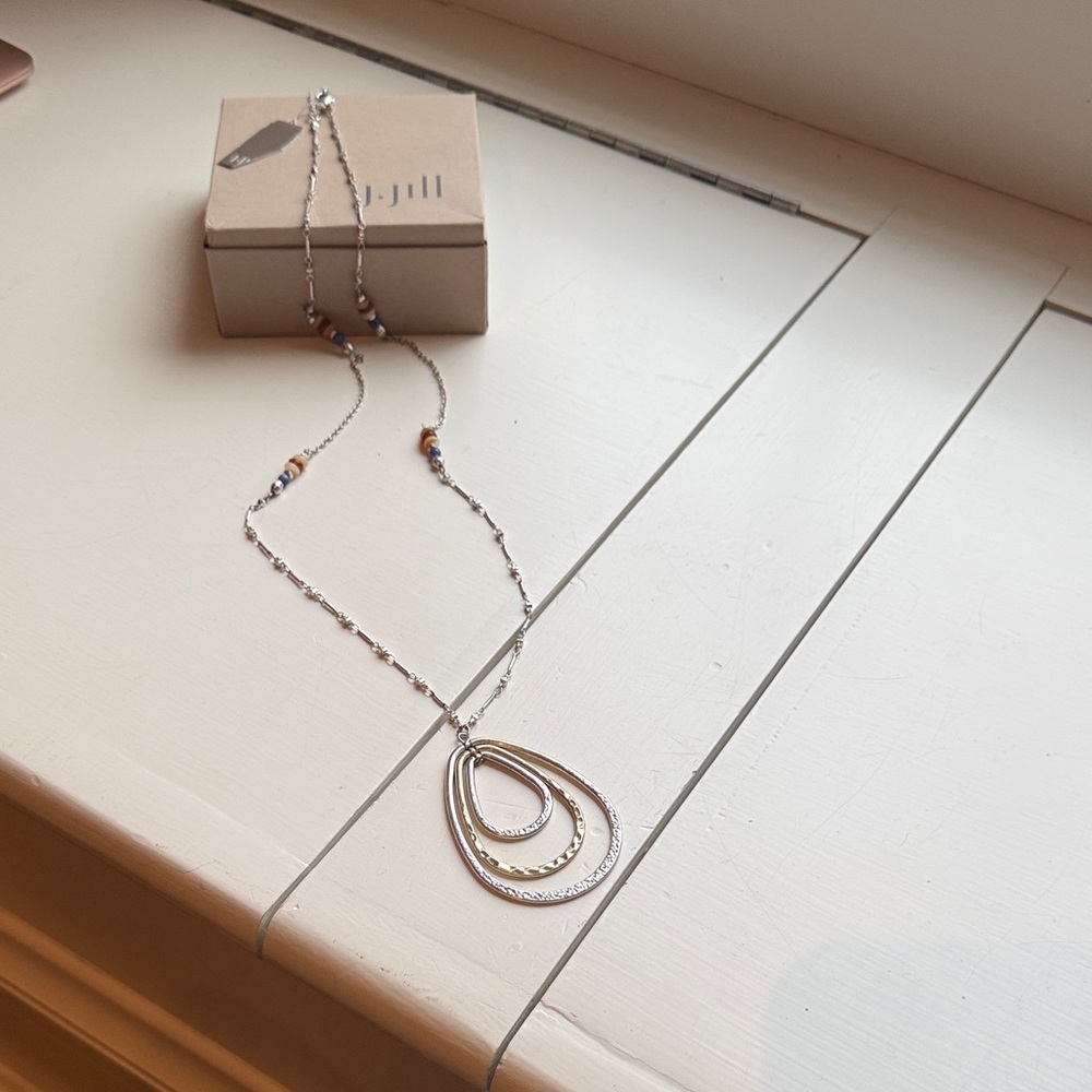 J. Jill NWT- Silver Necklace with Gold Bead Accents